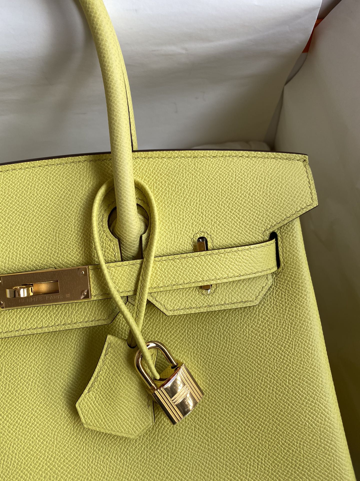 Hermes Birkin 30CM Epsom Leather Handbag Lemon Yellow